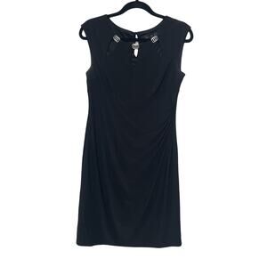 SCARLETT‎ Shift Dress Keyhole Jewleed Round Neck Sleeveless Lined Black Size 10
